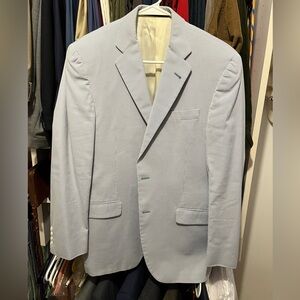 Burberry Seersucker Blazer - 38R. White buttons. Double vent
